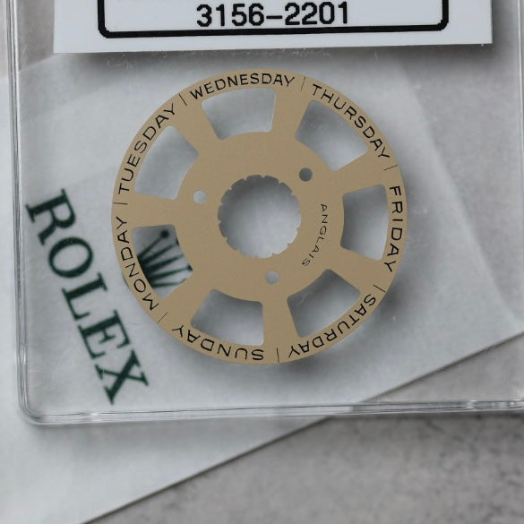 NEW Rolex 3156-2201 Disco Indicatore Giorni Data DAY-DATE Champagne Inglese Nuovo