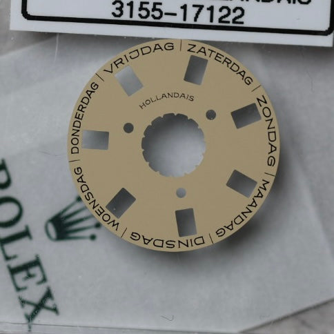 NEW Rolex 3155-17122 Disco Indicatore Giorni Data DAY-DATE Champagne Olandese Nuovo