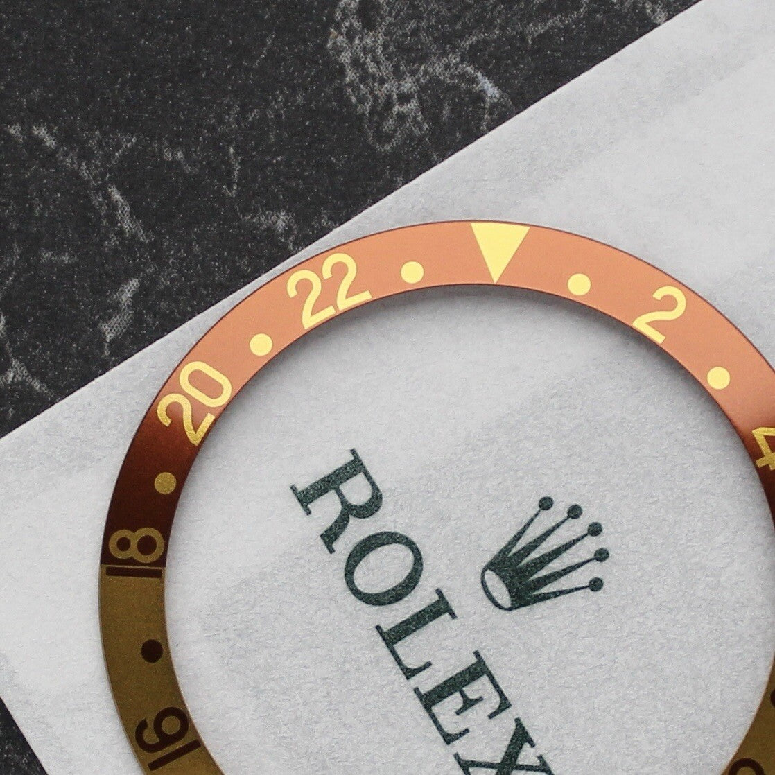 NEW Rolex 315-16713-15 GMT Master II Inserto Ghiera Occhio di Tigre RootBeer