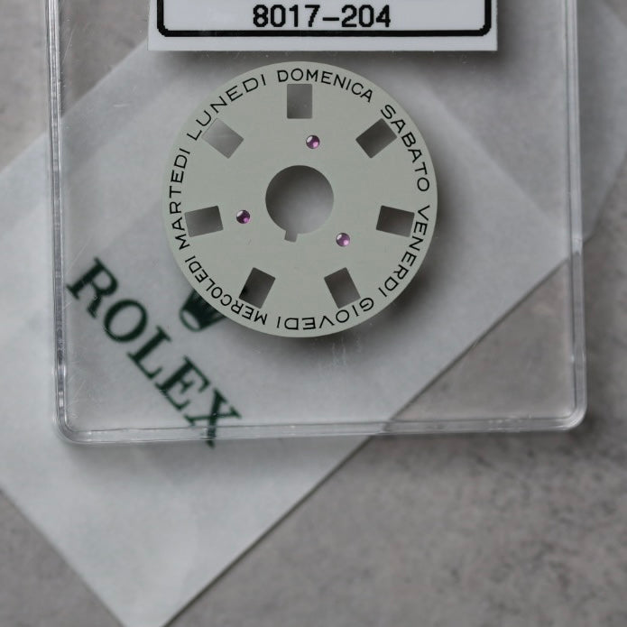 NEW Rolex 1555-8017-204 Disco Indicatore Giorni Data DAY-DATE Argento Italiano