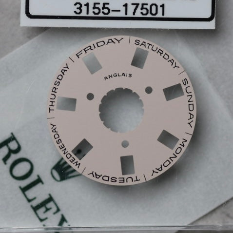 NEW Rolex 3155-17501Disco Indicatore Giorni Data DAY-DATE Rosa Inglese Nuovo
