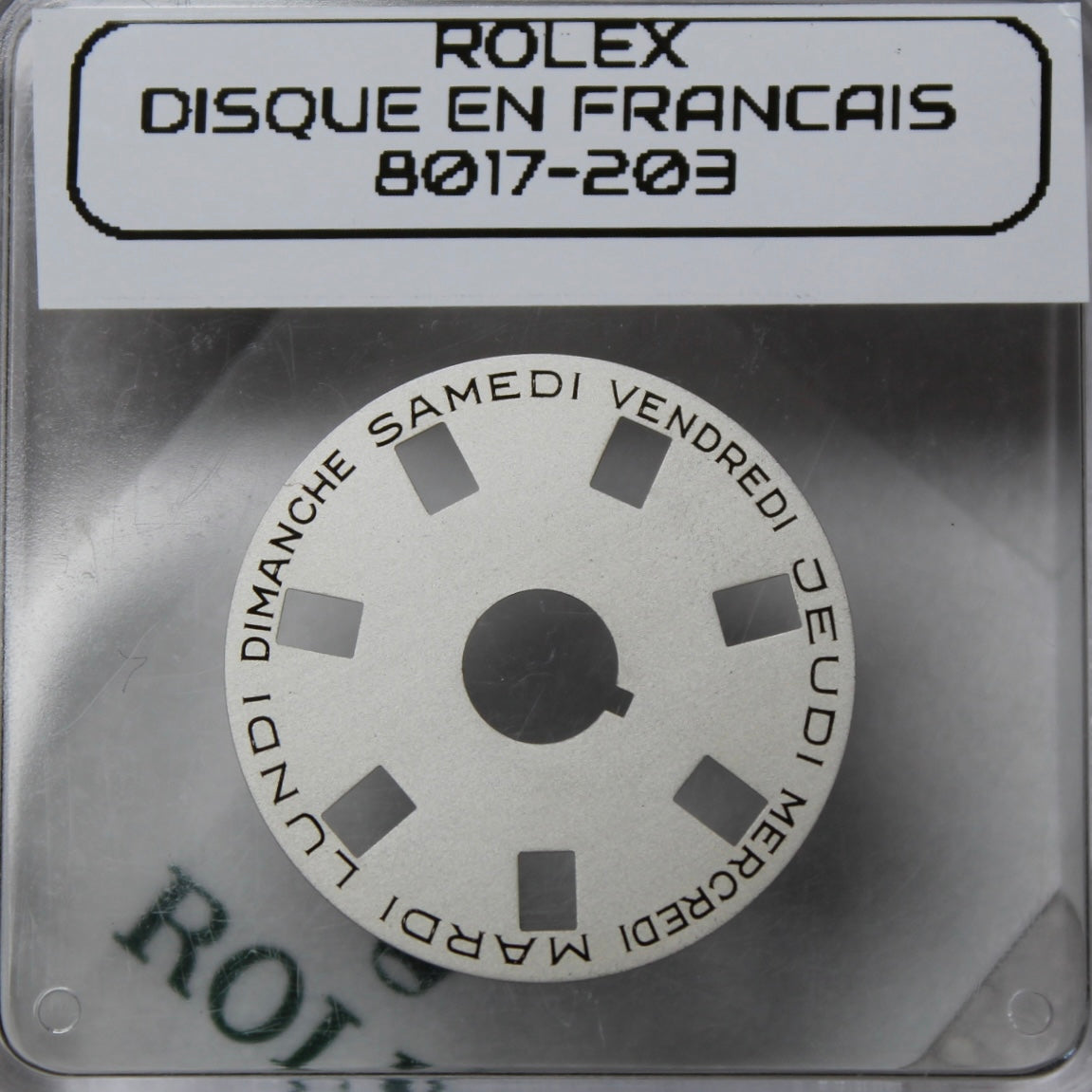 NEW Rolex 1555-8017-203 Disco Indicatore Giorni Data DAY-DATE Argento Francese Originale