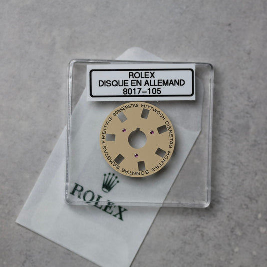 NEW Rolex 1555-8017-105 Disco Indicatore Giorni Data DAY-DATE Champagne Tedesco