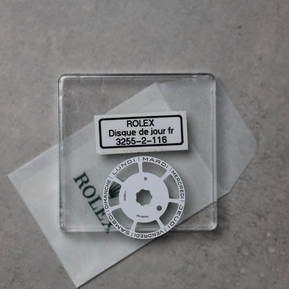 NEW Rolex 3255-2-116 Disco Indicatore Giorni Data DAY-DATE Bianco Francese Nuovo