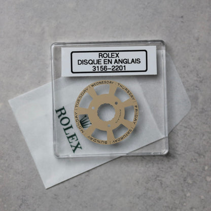 NEW Rolex 3156-2201 Disco Indicatore Giorni Data DAY-DATE Champagne Inglese Nuovo