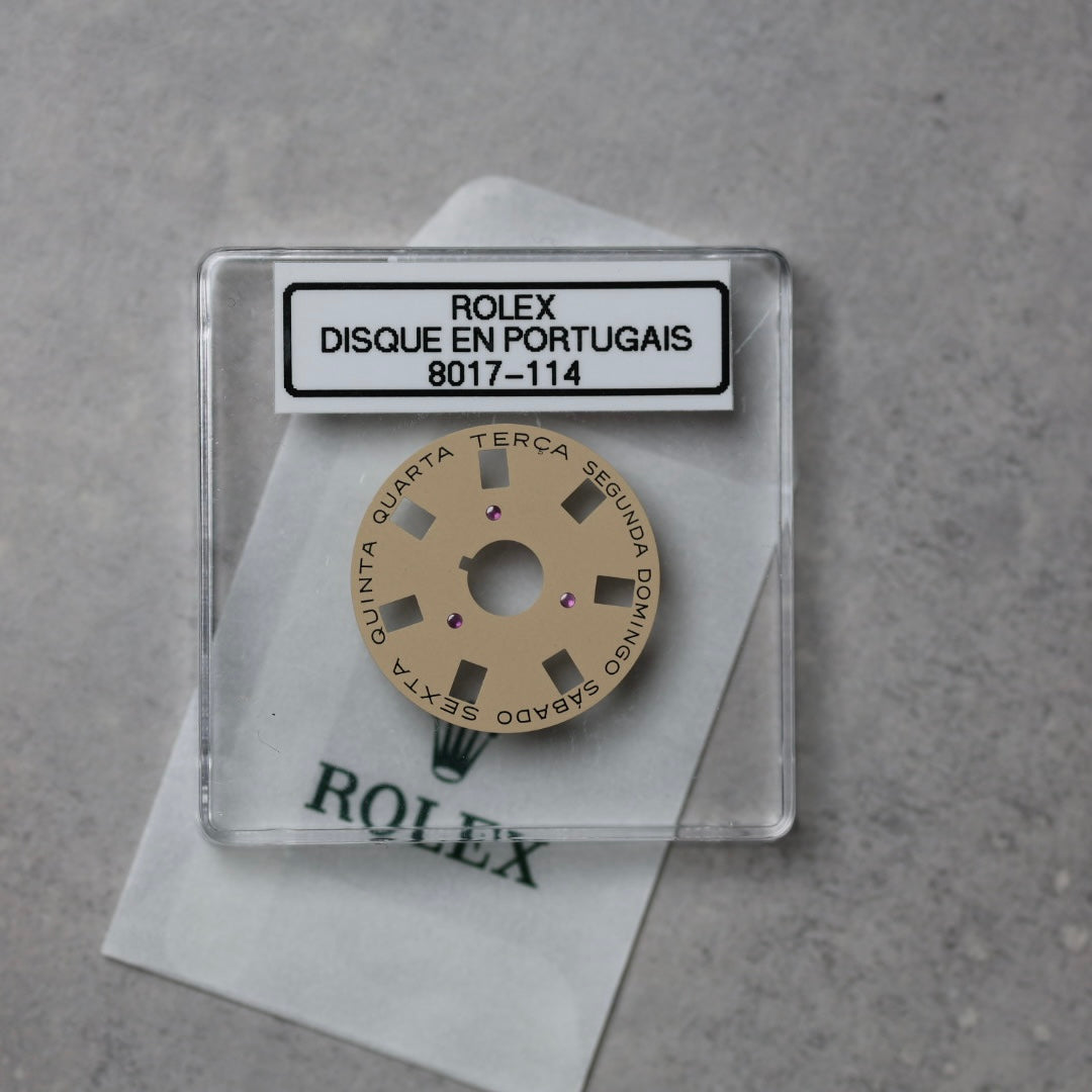 NEW Rolex 1555-8017-114 Disco Indicatore Giorni Data DAY-DATE Champagne Portoghese