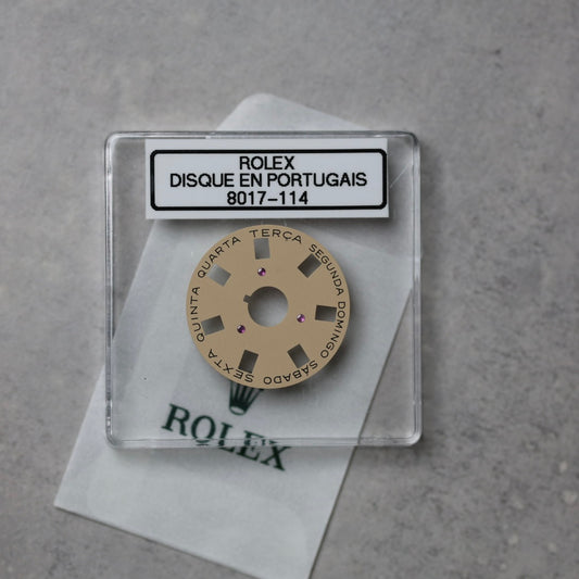 NEW Rolex 1555-8017-114 Disco Indicatore Giorni Data DAY-DATE Champagne Portoghese