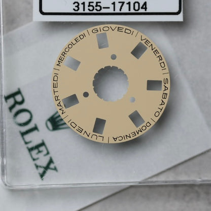 NEW Rolex 3155-17104 Disco Indicatore Giorni Data DAY-DATE Champagne Italiano Nuovo