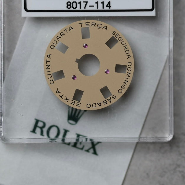 NEW Rolex 1555-8017-114 Disco Indicatore Giorni Data DAY-DATE Champagne Portoghese