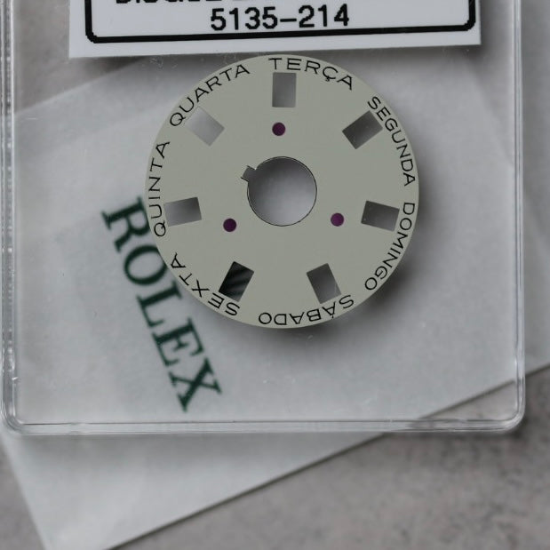 NEW Rolex 3055-5135-214 Disco Indicatore Giorni Data DAY-DATE Grigio Portoghese 5055