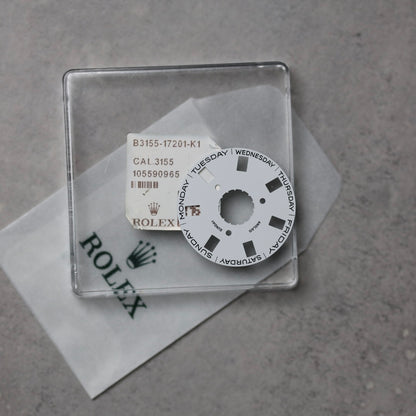 NEW Rolex 3155-17201 Disco Indicatore Giorni  Data DAY-DATE Bianco Inglese Nuovo