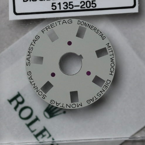 NEW Rolex 3055-5135-205 Disco Indicatore Giorni Data DAY-DATE Grigio Tedesco 5055
