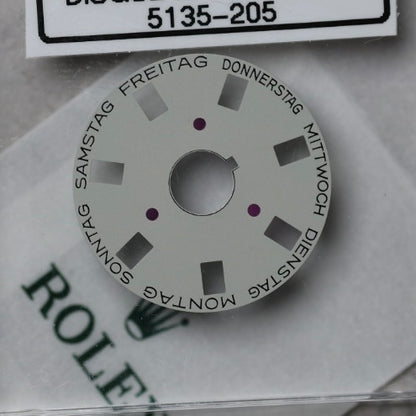 NEW Rolex 3055-5135-205 Disco Indicatore Giorni Data DAY-DATE Grigio Tedesco 5055