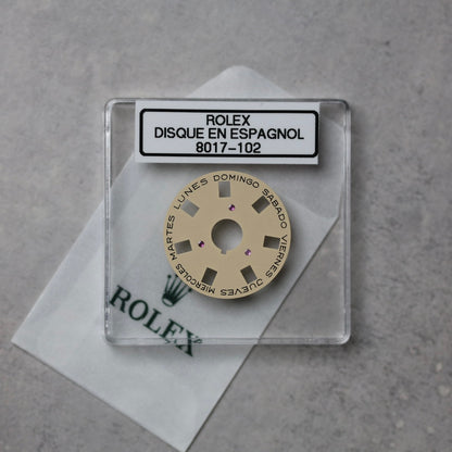 NEW Rolex 1555-8017-102 Disco Indicatore Giorni Data DAY-DATE Champagne Spagnolo