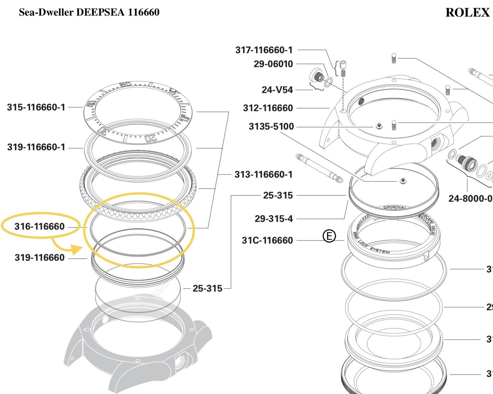 NEW Rolex 316-116660-J2 Bezel Gasket Genuine Sea-Dweller Deepsea x2pcs