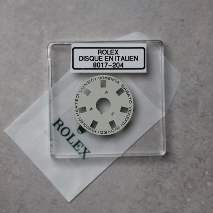 NEW Rolex 1555-8017-204 Disco Indicatore Giorni Data DAY-DATE Argento Italiano