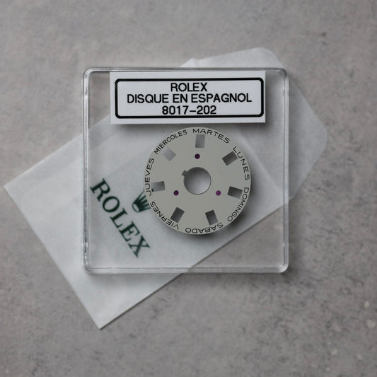 NEW Rolex 1555-8017-202 Disco Indicatore Giorni Data DAY-DATE Argento Spagnolo