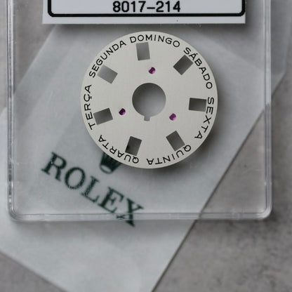 NEW Rolex 1555-8017-214 Disco Indicatore Giorni Data DAY-DATE Argentato Portoghese