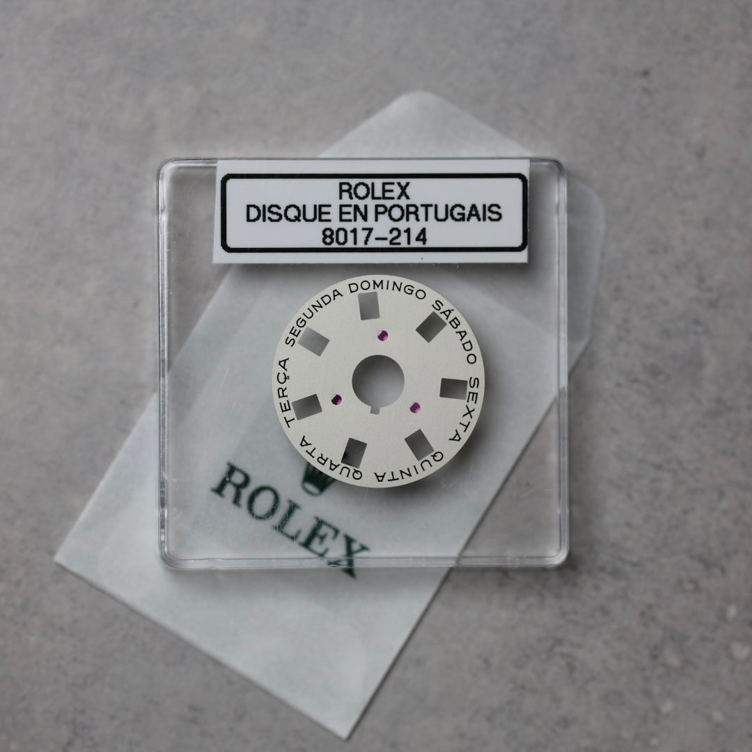 NEW Rolex 1555-8017-214 Disco Indicatore Giorni Data DAY-DATE Argentato Portoghese