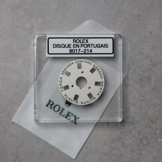 NEW Rolex 1555-8017-214 Disco Indicatore Giorni Data DAY-DATE Argentato Portoghese