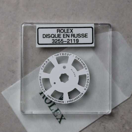 NEW Rolex 3255-2119 Disco Indicatore Giorni Data DAY-DATE Bianco Russo Nuovo