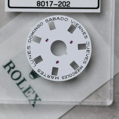 NEW Rolex 1555-8017-202 Disco Indicatore Giorni Data DAY-DATE Bianco Spagnolo