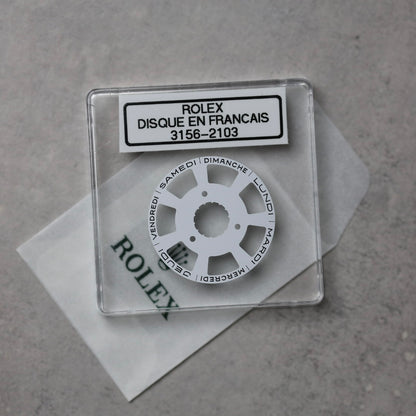 NEW Rolex 3156-2103 Disco Indicatore Giorni Data DAY-DATE Bianco Francese Nuovo