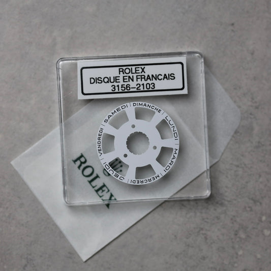 NEW Rolex 3156-2103 Disco Indicatore Giorni Data DAY-DATE Bianco Francese Nuovo