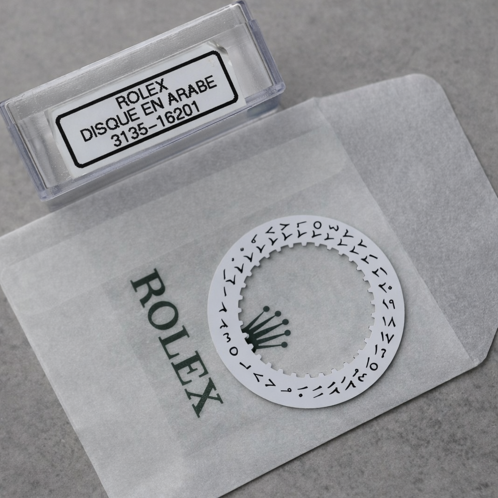 NEW Rolex 3135-16201 Disco Indicatore Data DAY-DATE Bianco Arabo Nuovo
