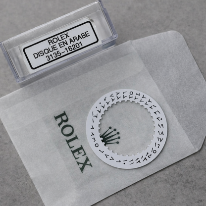 NEW Rolex 3135-16201 Disco Indicatore Data DAY-DATE Bianco Arabo Nuovo