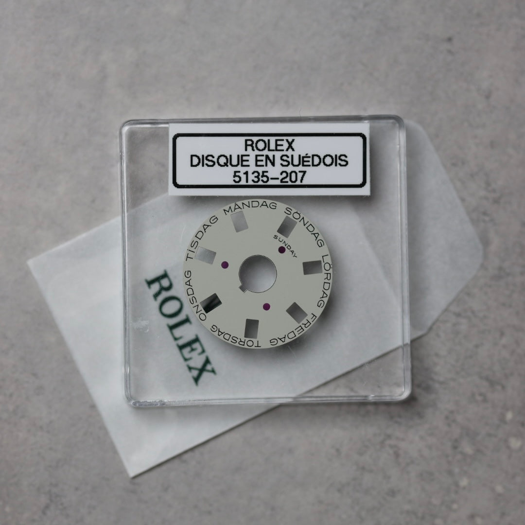 NEW Rolex 3055-5135-207 Disco Indicatore Giorni Data DAY-DATE Argento Svedese