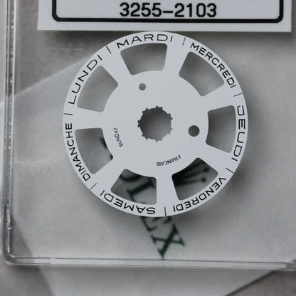 NEW Rolex 3255-2103 Disco Indicatore Giorni Data DAY-DATE Bianco Francese Nuovo