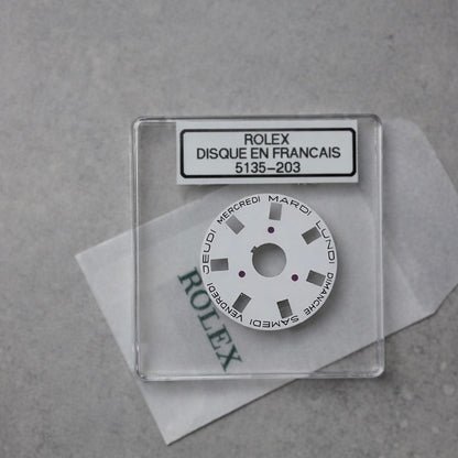 NEW Rolex 3055-5135-203 Disco Indicatore Giorni Data DAY-DATE Bianco Francese 5055