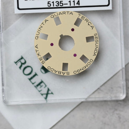 NEW Rolex 3055-5135-114 Disco Indicatore Giorni Data DAY-DATE Champagne Portoghese