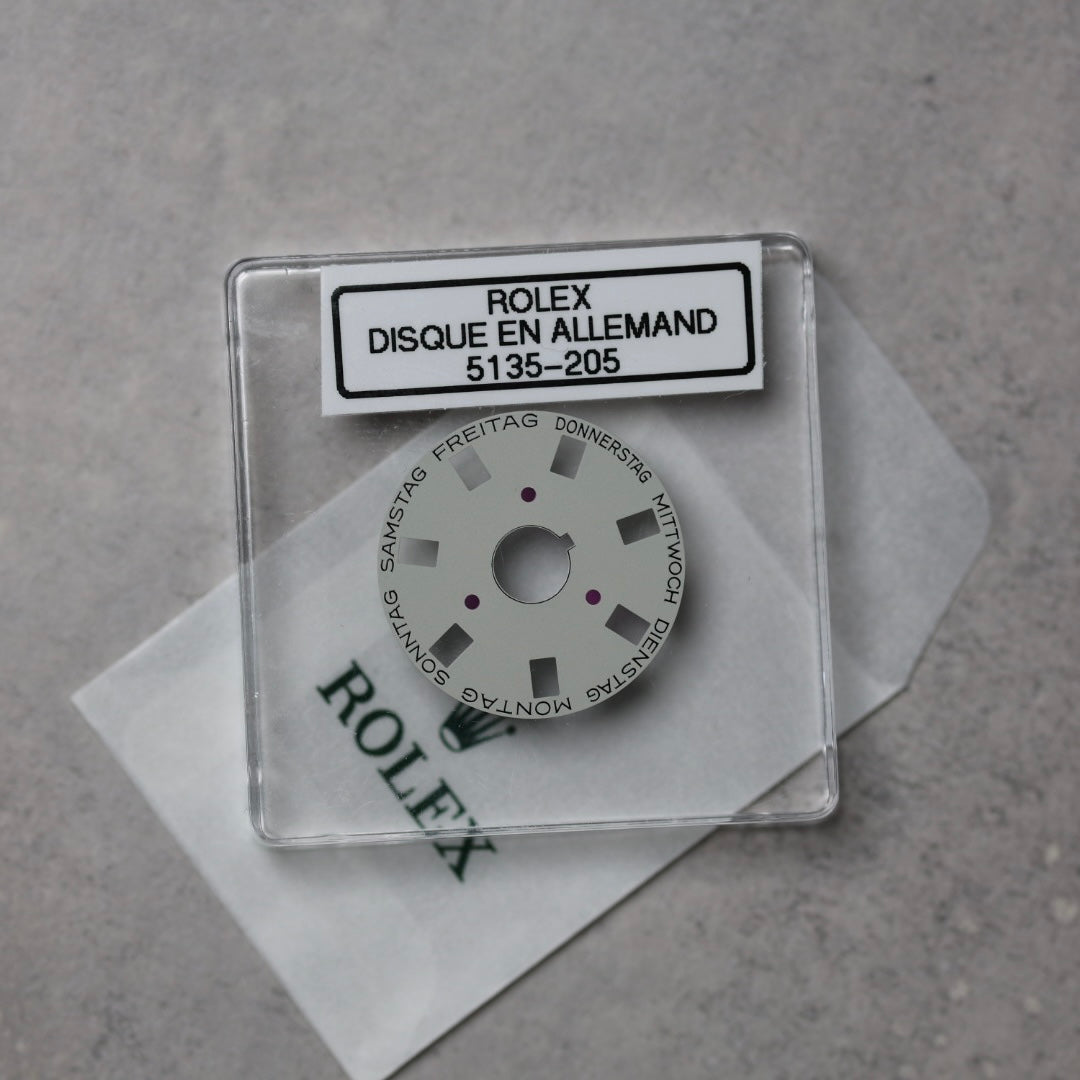 NEW Rolex 3055-5135-205 Disco Indicatore Giorni Data DAY-DATE Grigio Tedesco 5055