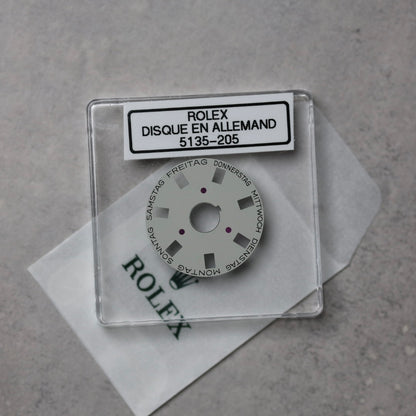 NEW Rolex 3055-5135-205 Disco Indicatore Giorni Data DAY-DATE Grigio Tedesco 5055