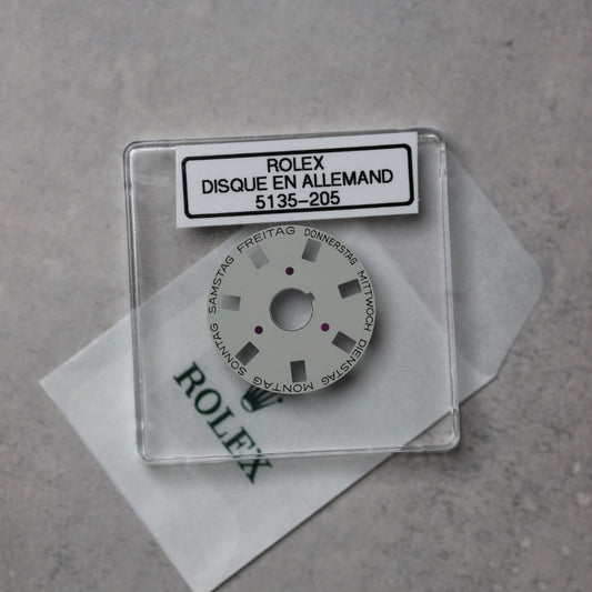NEW Rolex 3055-5135-205 Disco Indicatore Giorni Data DAY-DATE Grigio Tedesco 5055