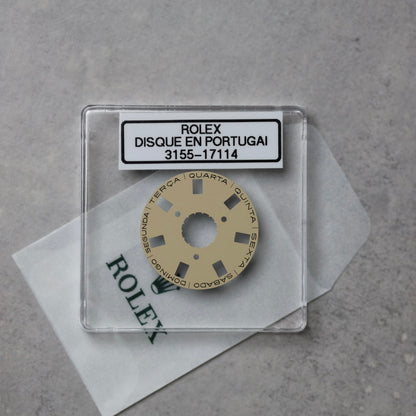 NEW Rolex 3155-17114 Disco Indicatore Giorni Data DAY-DATE champagne Portoghese Nuovo