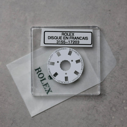 NEW Rolex 3155-17203 Disco Indicatore Giorni Data DAY-DATE Bianco Francese Nuovo