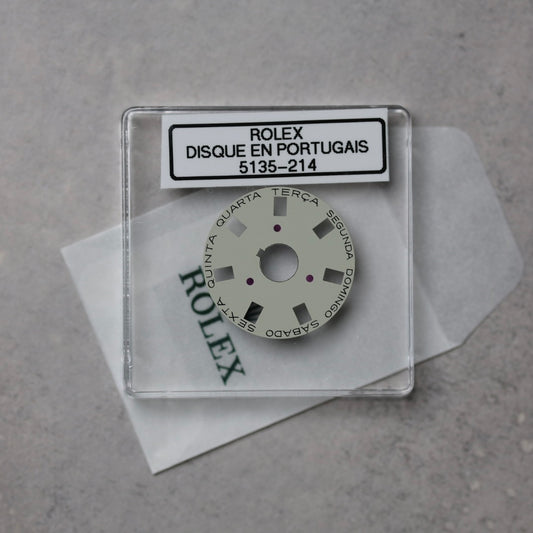 NEW Rolex 3055-5135-214 Disco Indicatore Giorni Data DAY-DATE Grigio Portoghese 5055