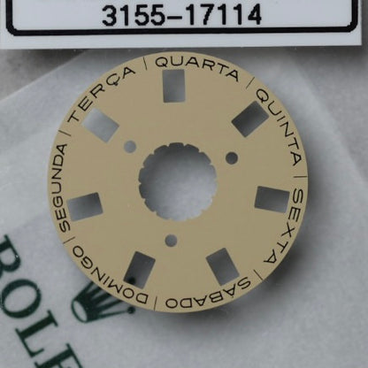 NEW Rolex 3155-17114 Disco Indicatore Giorni Data DAY-DATE champagne Portoghese Nuovo