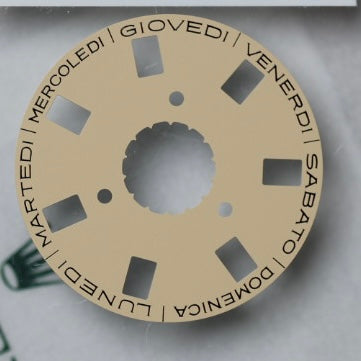 NEW Rolex 3155-17104 Disco Indicatore Giorni Data DAY-DATE Champagne Italiano Nuovo