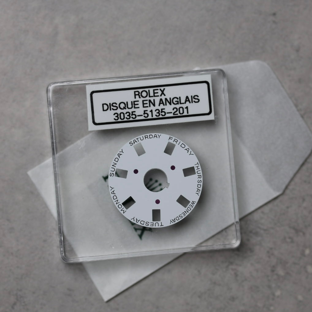 NEW Rolex 3055-5135-201 Indicatore dei Giorni Settimana Bianco/Grigio Inglese 5055