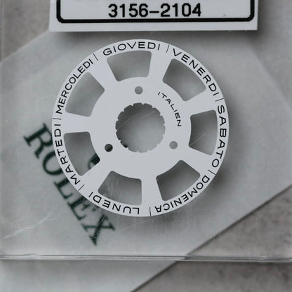 NEW Rolex 3156-2104 Disco Indicatore Giorni Data DAY-DATE Bianco Italiano Nuovo