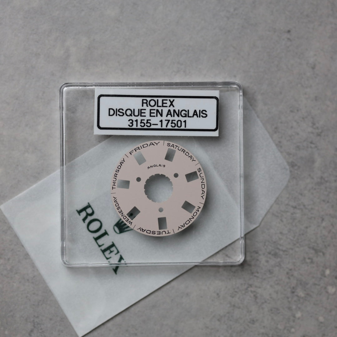 NEW Rolex 3155-17501Disco Indicatore Giorni Data DAY-DATE Rosa Inglese Nuovo