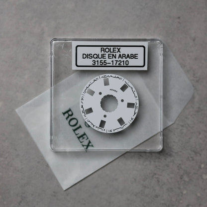 NEW Rolex 3155-17210 Disco Indicatore Giorni Data DAY-DATE Bianco Arabo Nuovo