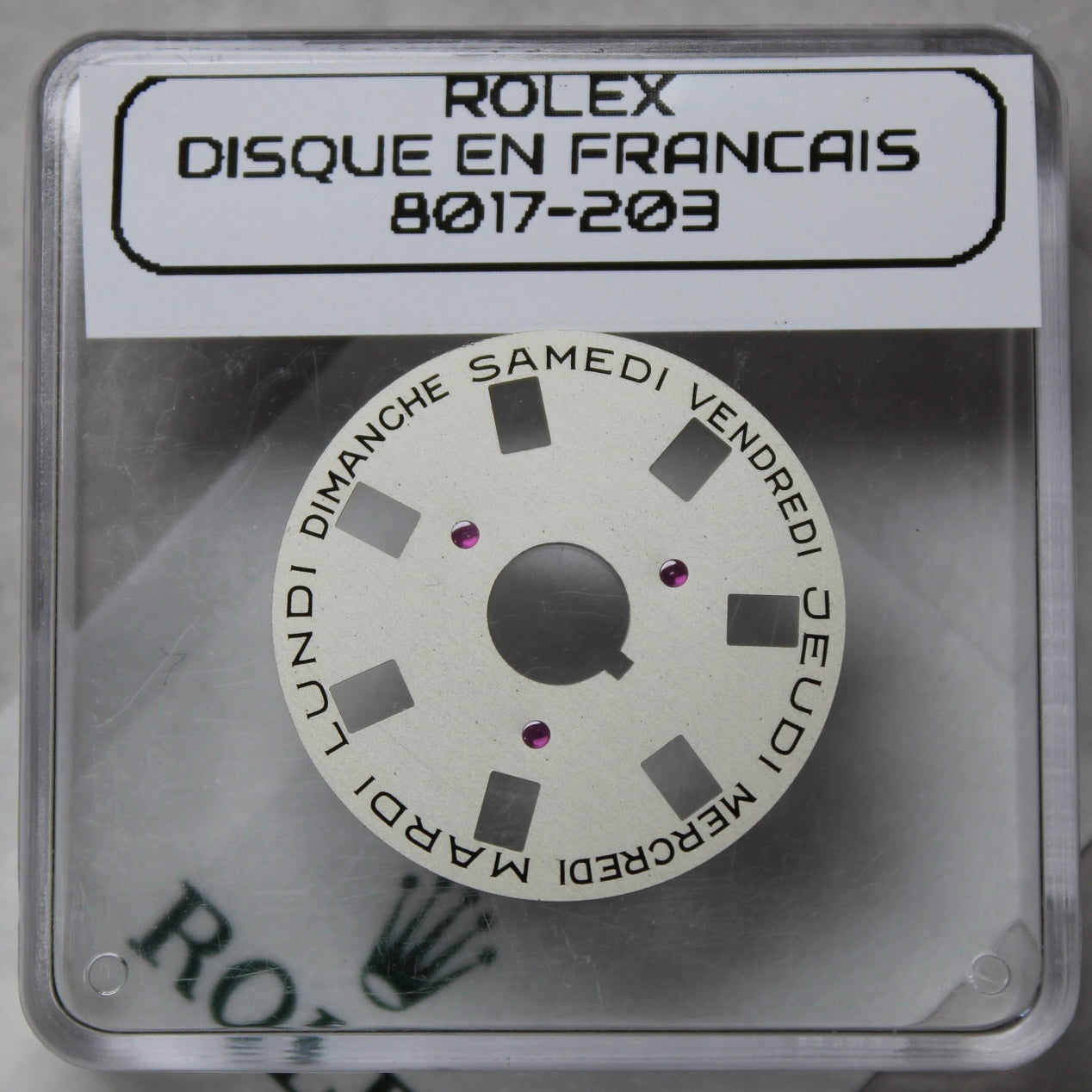 NEW Rolex 1555-8017-203 Disco Indicatore Giorni Data DAY-DATE Argento Francese